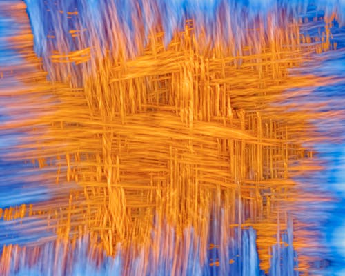 Abstract painting with orange and blue colors