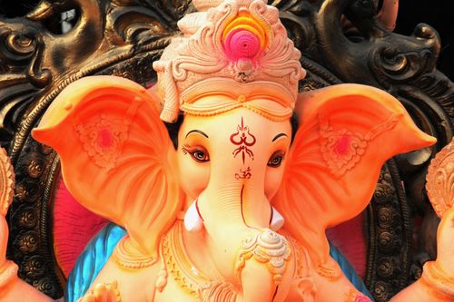 Free Detailed close-up of a vibrant Ganesha statue in Ahmedabad, showcasing intricate craftsmanship and vivid colors. Stock Photo