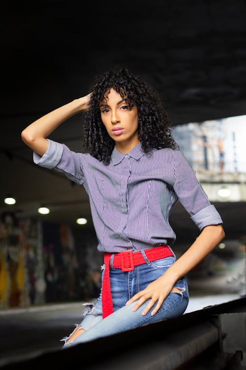 Photo of Woman Wearing Purple Dress Shirt