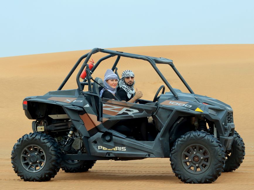 An exhilarating desert safari in Bahrain, highlighting the need for adventure sports coverage.