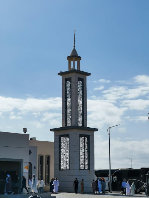 A clock tower is shown in this photo