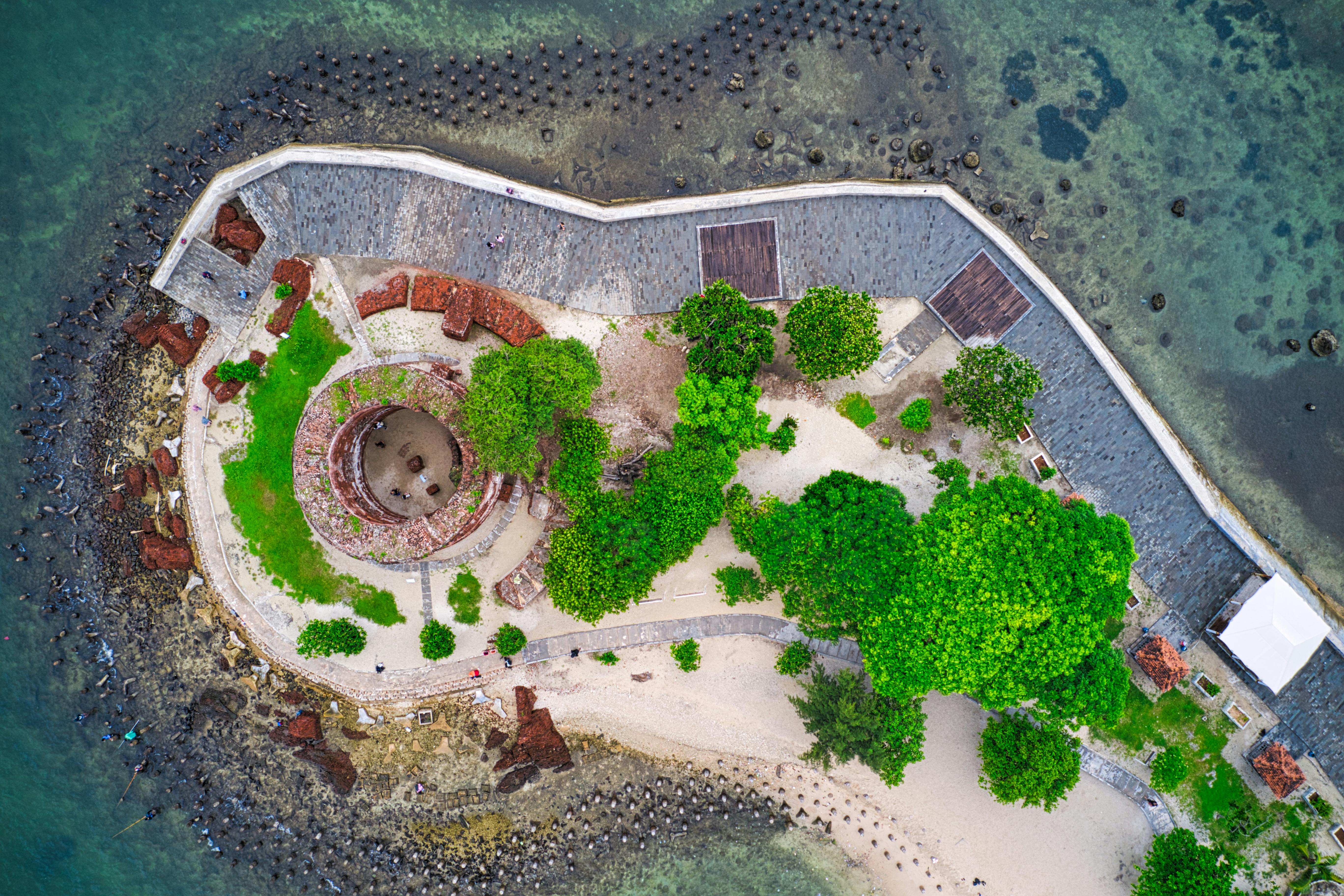 aerial view of resort by the beach