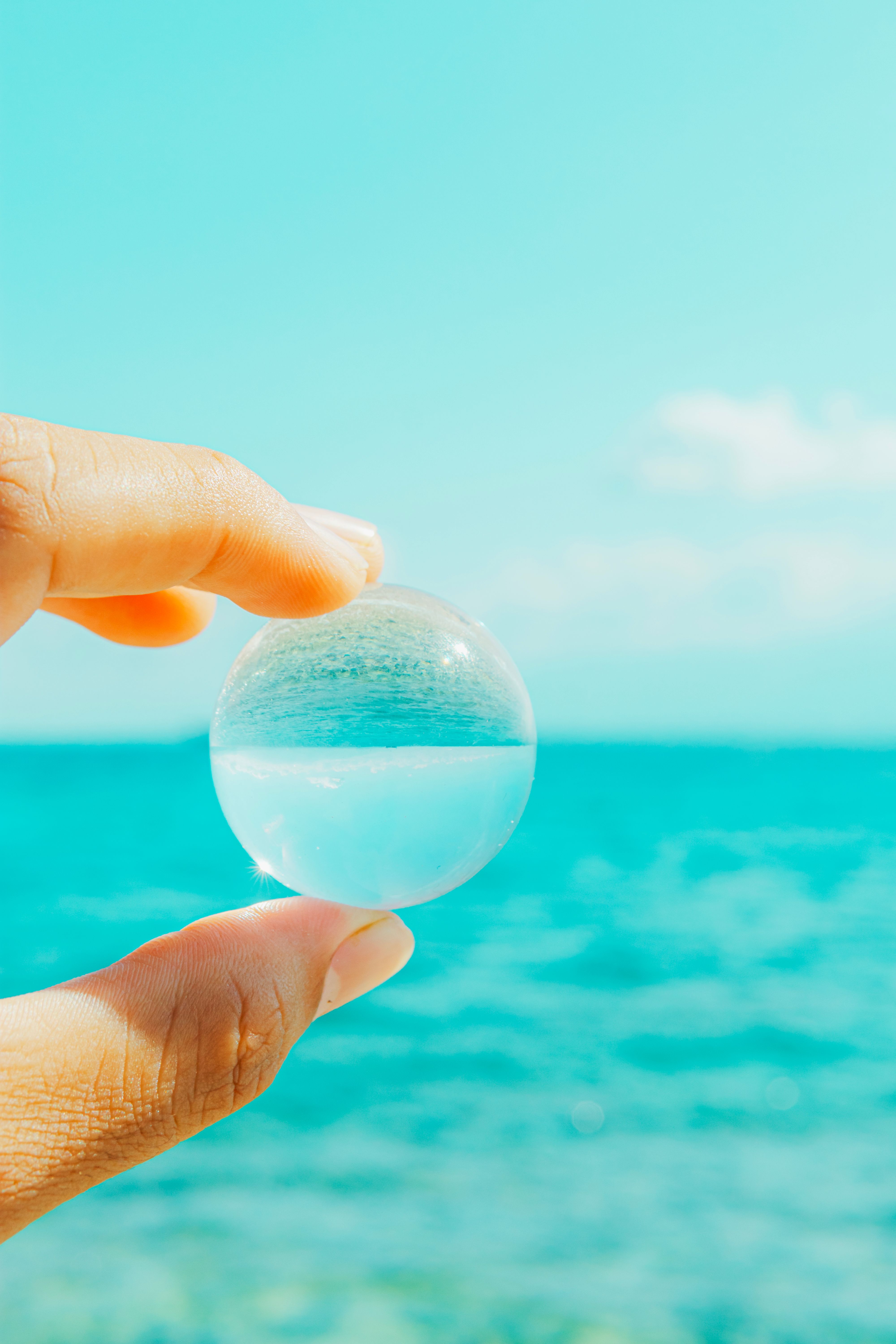 Upside Down Sea Reflection in Crystal Ball · Free Stock Photo