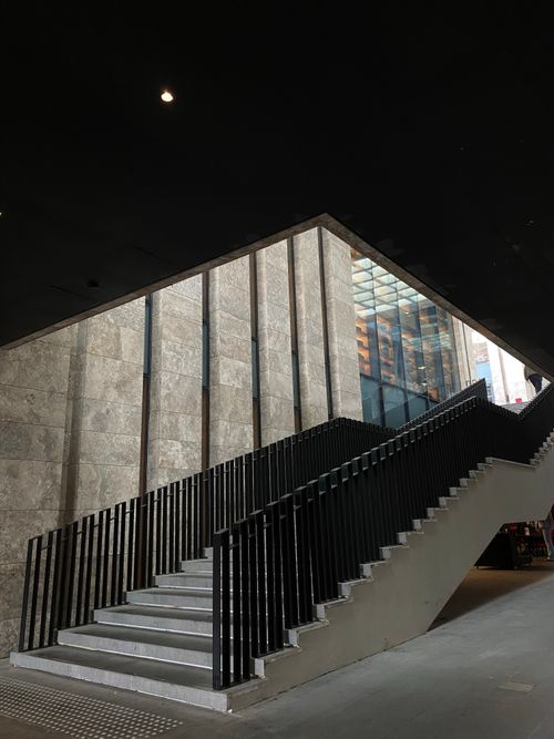 Free Sleek urban staircase showcasing modern architectural design with clean lines and concrete texture. Stock Photo