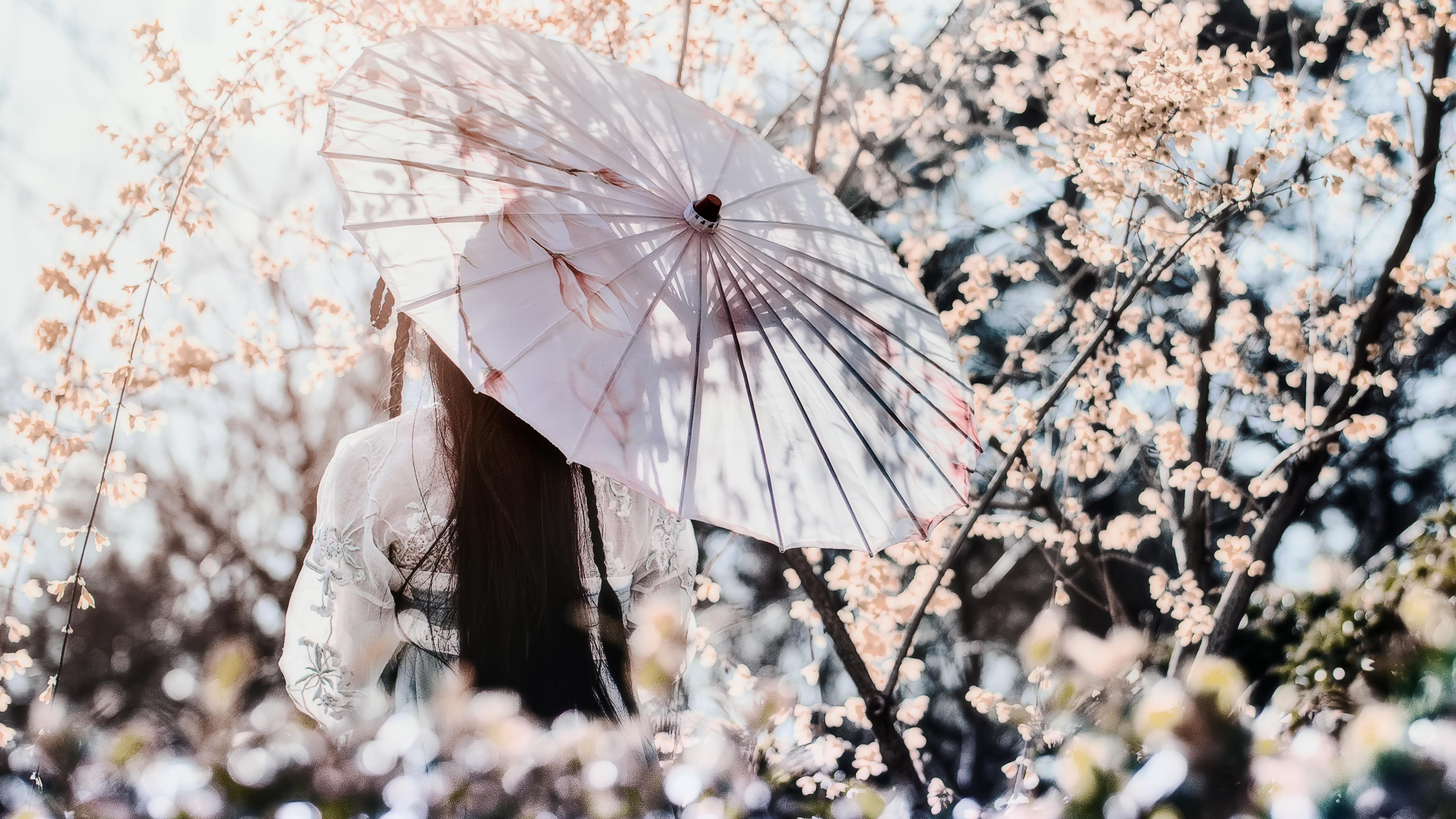 photo of woman holding umbrella