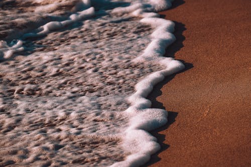 A close up of the ocean waves on a beach