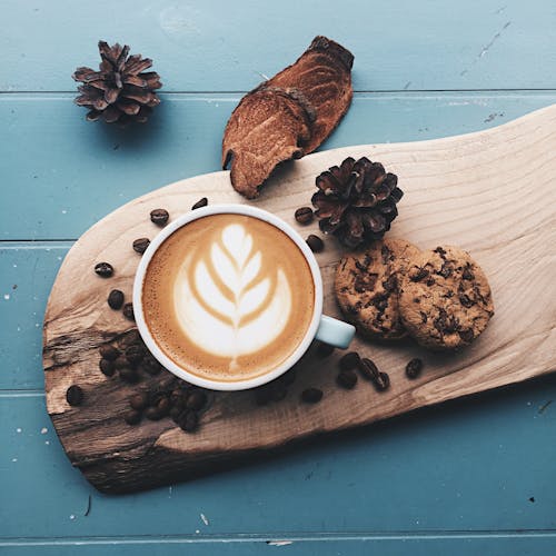 Free Cup of Coffer on Top of Wooden Board Stock Photo