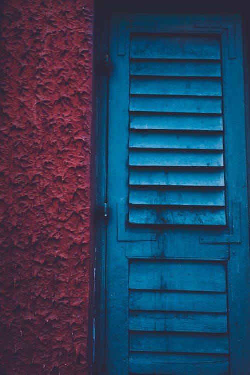 Blue Wooden Louver Window