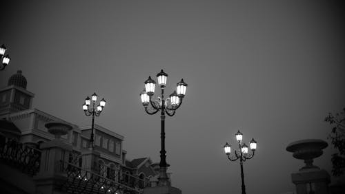 Free stock photo of black and white cover photos, city lights