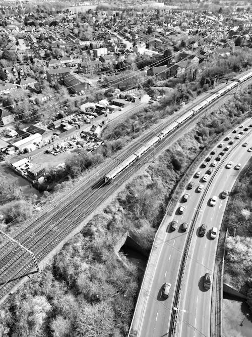 Základová fotografie zdarma na téma asfalt, auta, černobílý
