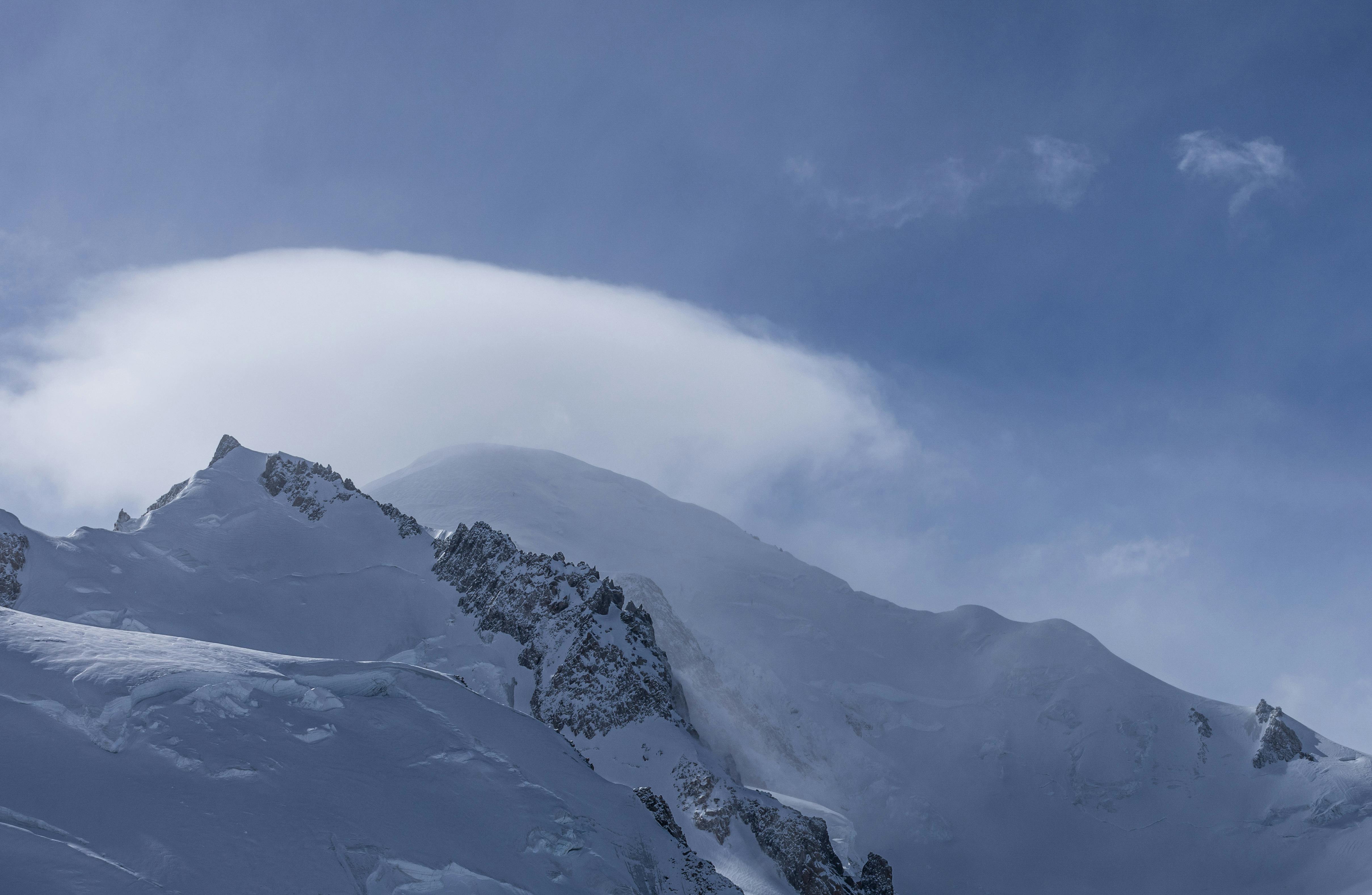 Prescription Goggle Inserts - Capture of Mont Blanc's snowy peaks under a clear winter sky in Chamonix, France.