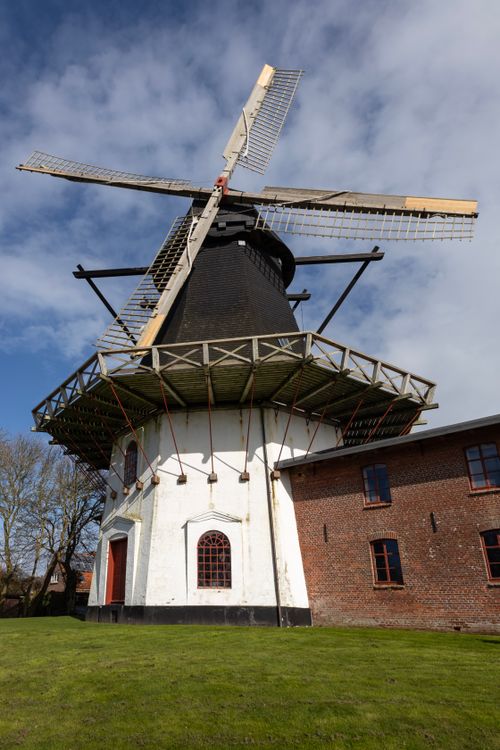 Free Scenic view of a traditional windmill in Hoyer, Denmark, showcasing classic architecture. Stock Photo