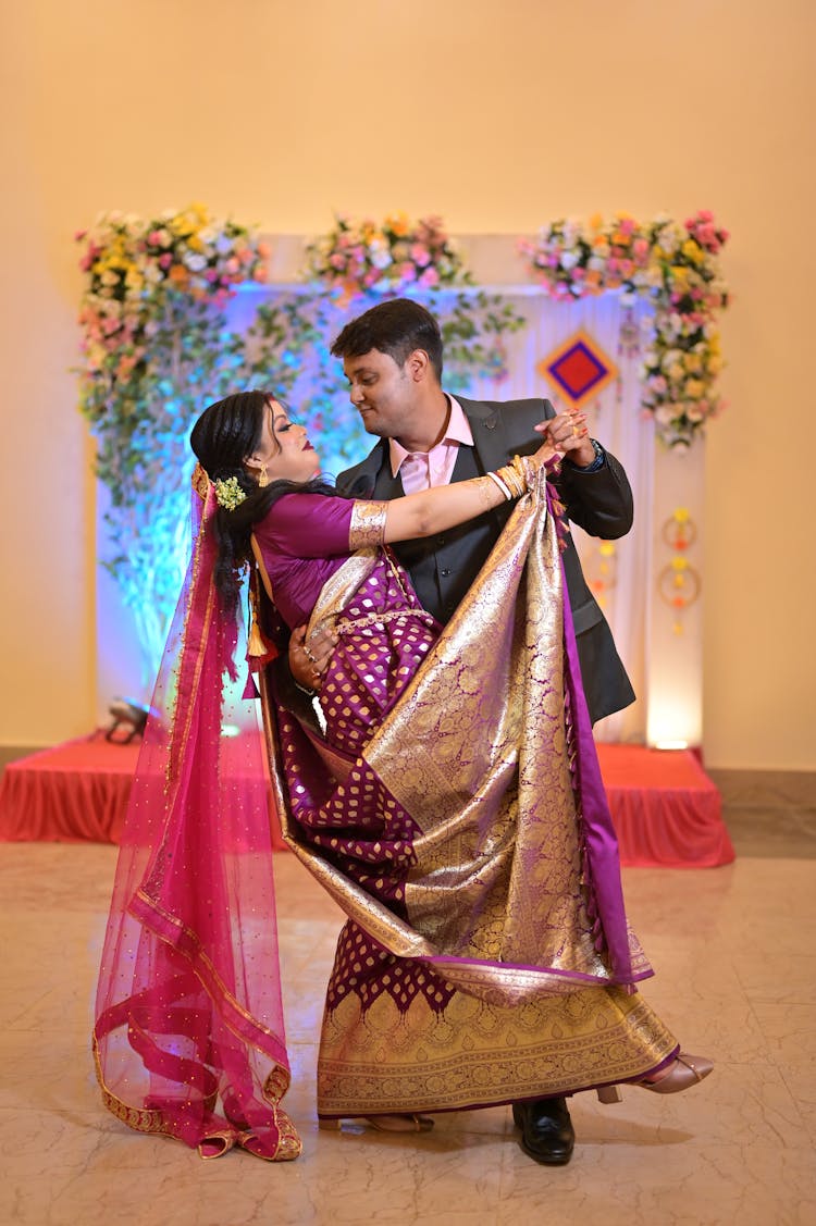 Bride And The Groom Dancing During A Wedding