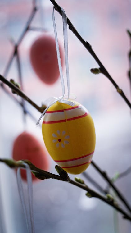 Easter eggs on a branch