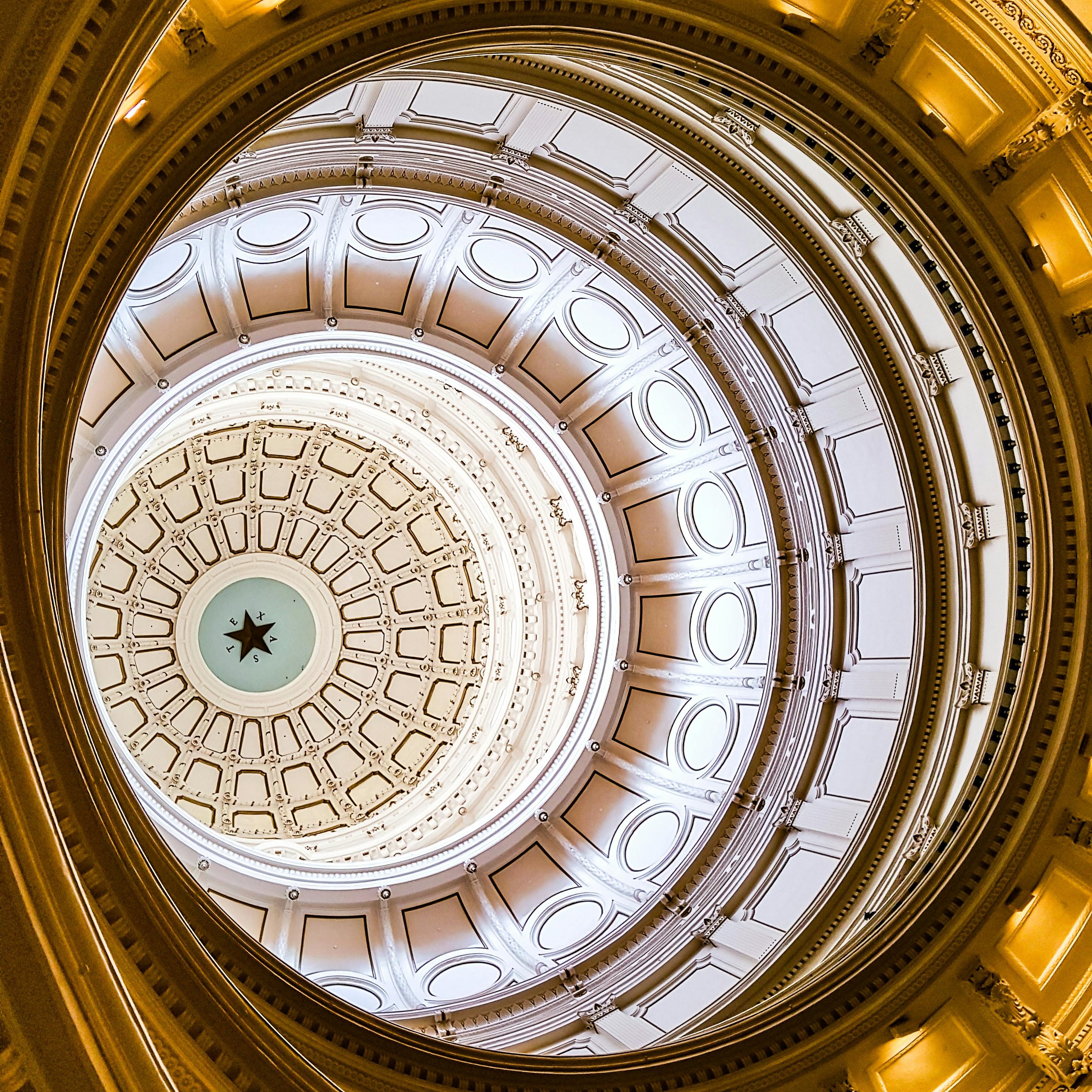 white and yellow dome building interior