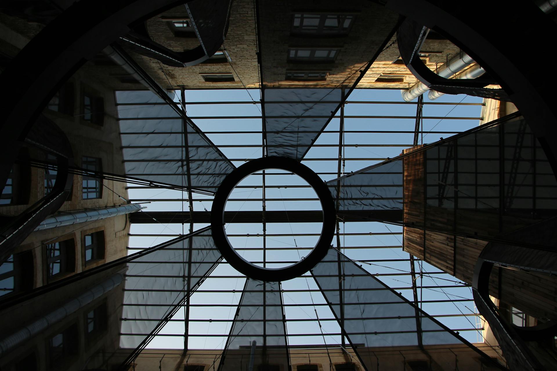 Captivating urban roof structure showcasing modern glass design in Marseille, France.