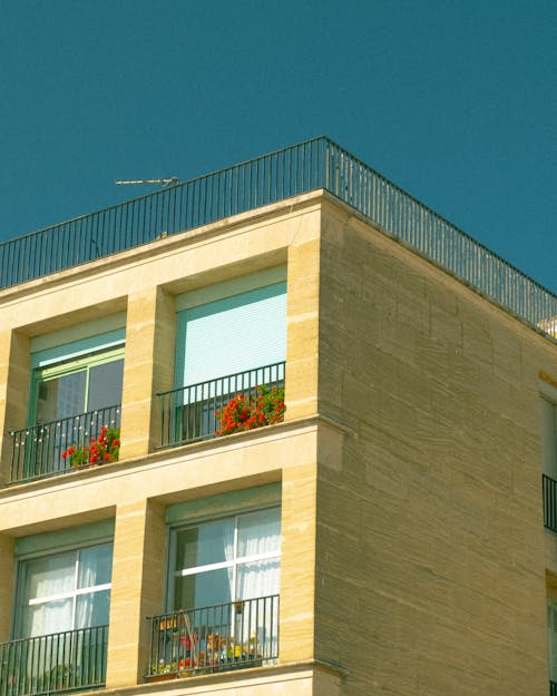 Free Facade of an Apartment Building with Balconies  Stock Photo