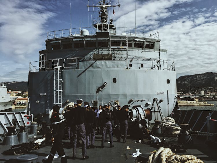 Ship Crew Standing On Ship