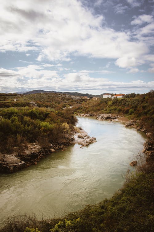 A river is flowing through a valley