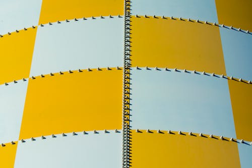 A close up of a yellow and blue checkered pattern