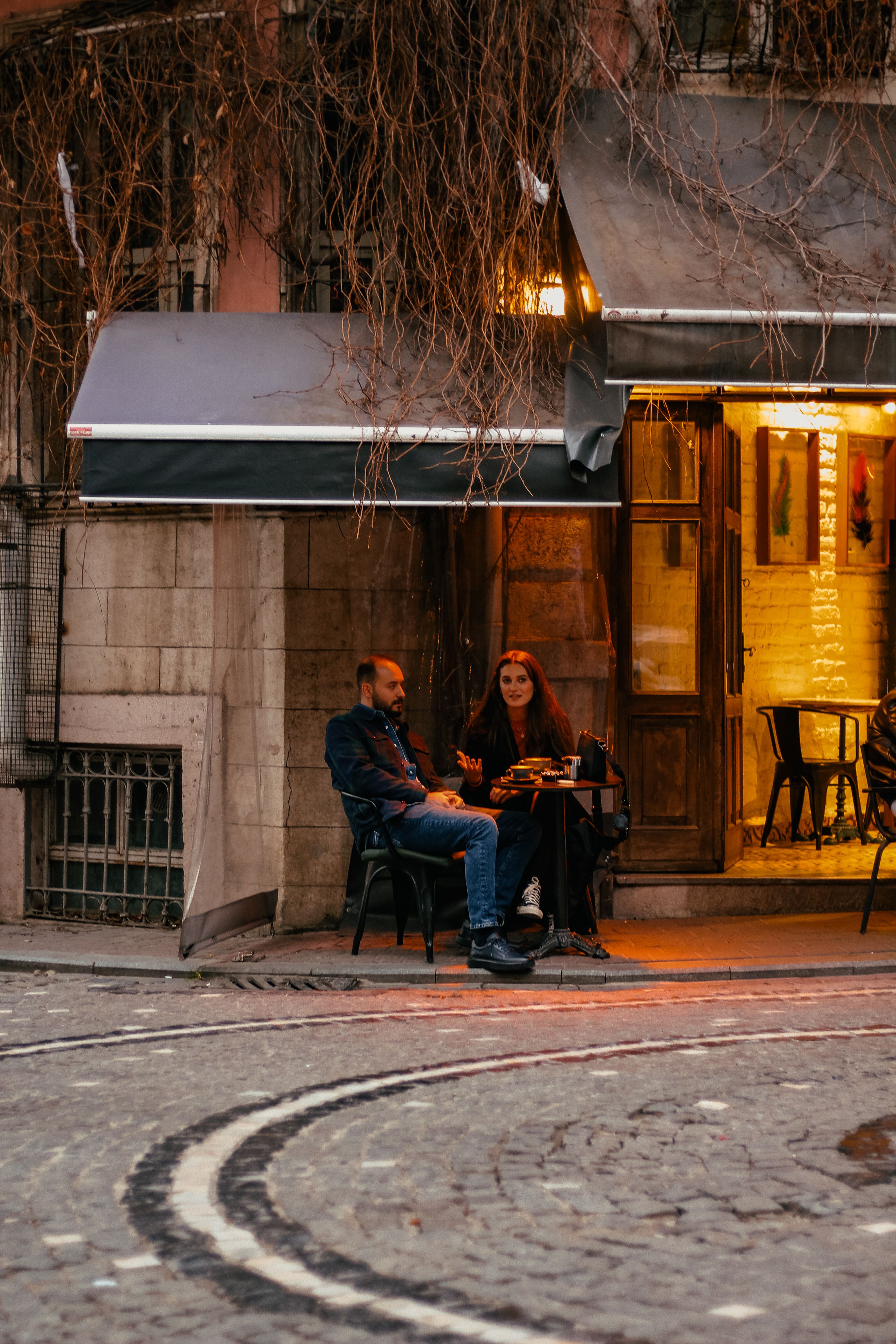Couple on a first date in person