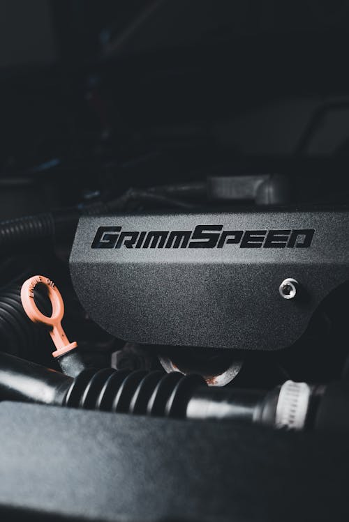 The grimm speed logo on the engine of a car