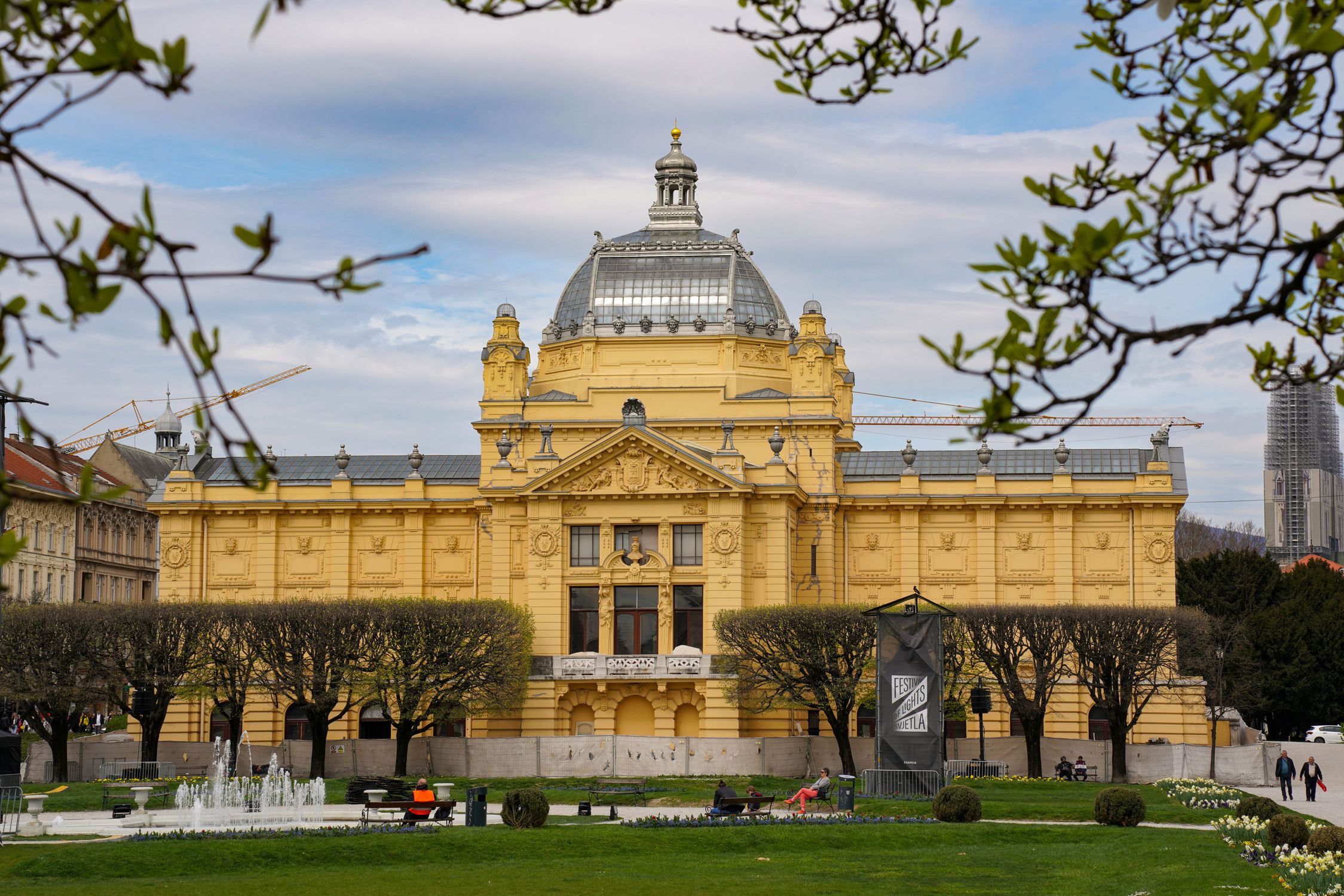 Explore the iconic Art Pavilion amidst lush greenery in Zagreb, Croatia.