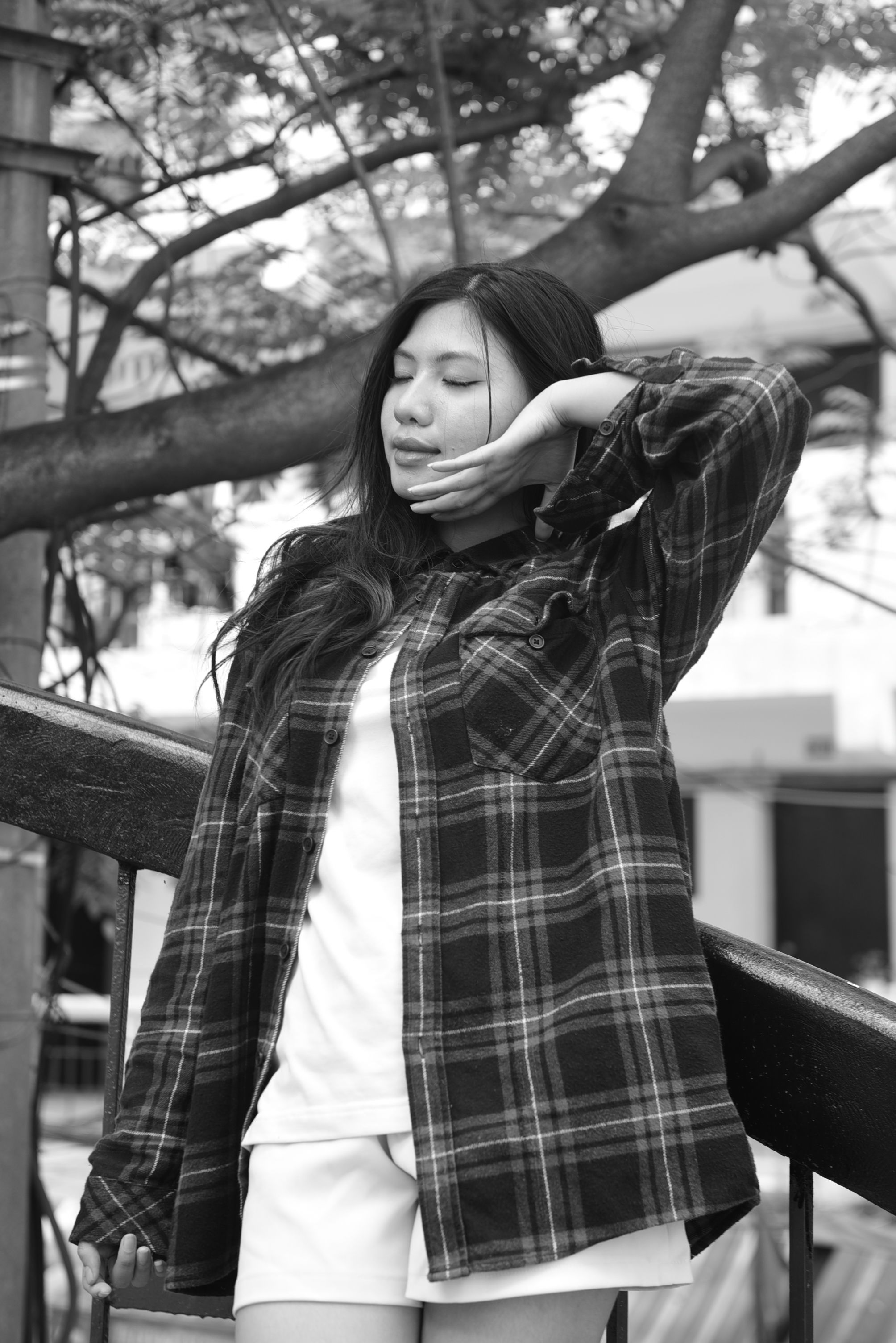 Portrait of Woman in Shirt in Black and White · Free Stock Photo