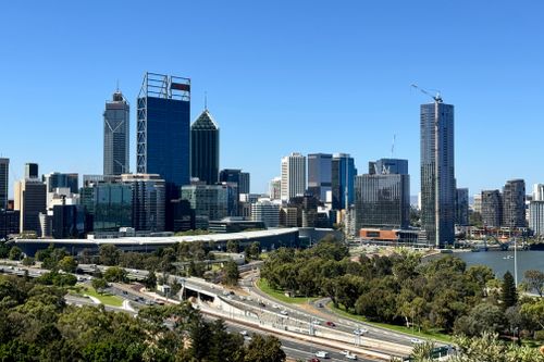 Free Stunning view of Perth's skyline from Kings Park, showcasing modern skyscrapers. Stock Photo