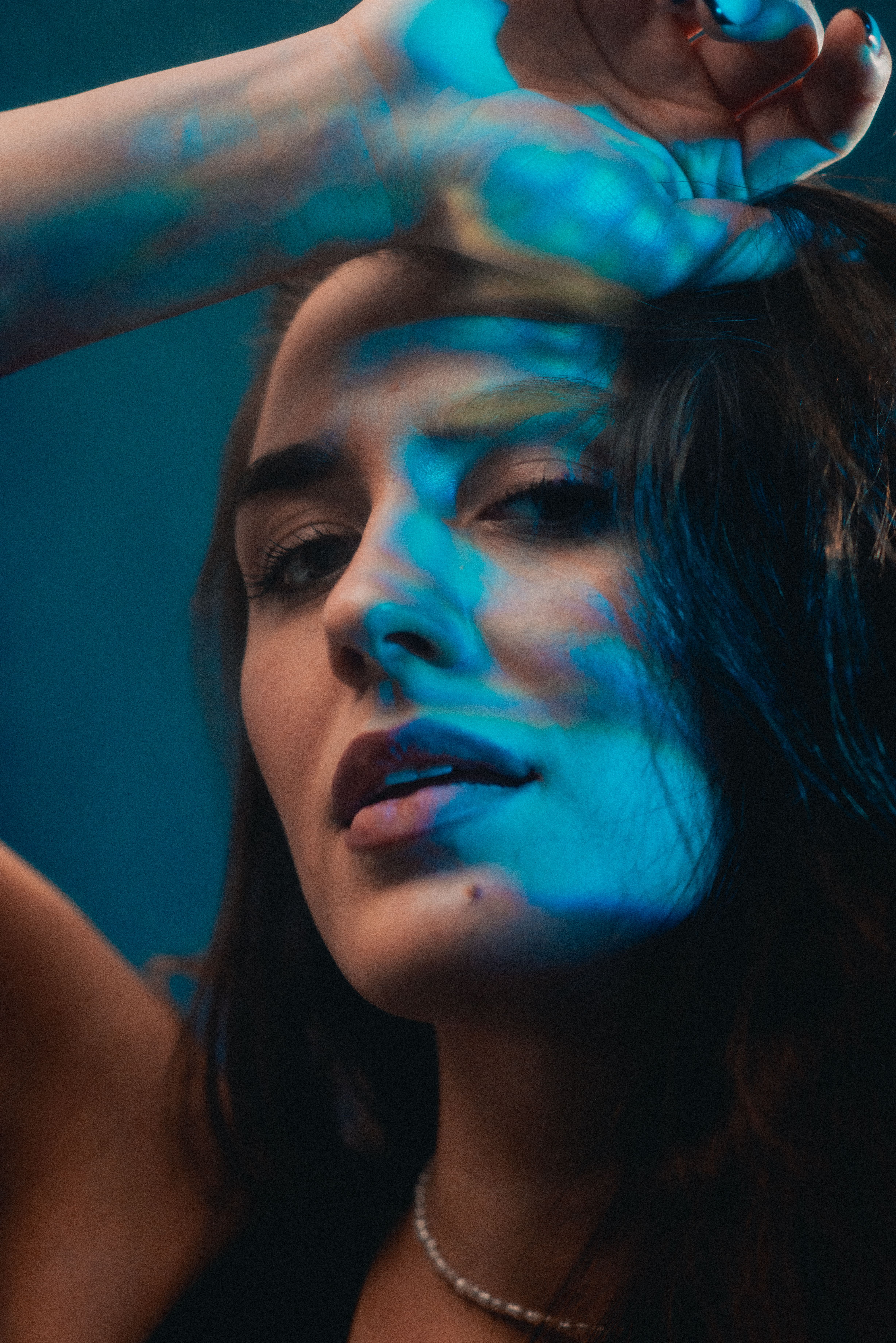 Blue Light over Woman Face · Free Stock Photo