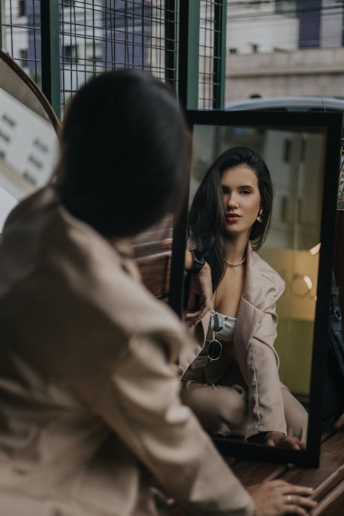 Woman Reflection in Mirror