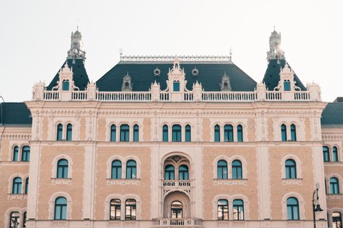 Free Beautiful Neo-Gothic architecture of a historic building in Budapest, Hungary. Classic facade captured outdoors. Stock Photo