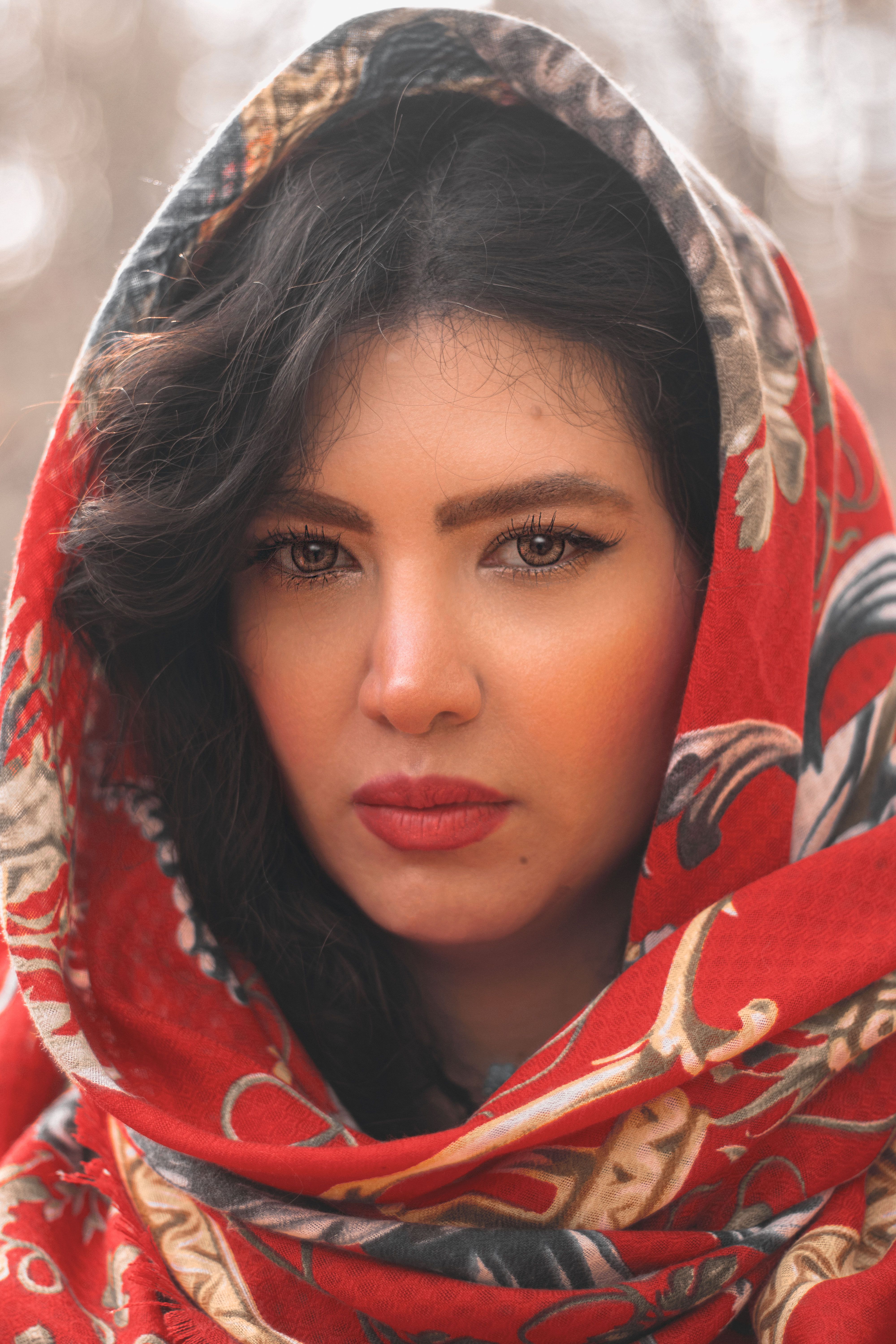 Portrait of a Woman Wearing a Headscarf · Free Stock Photo
