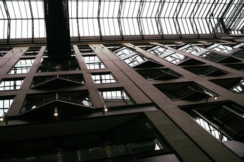 A building with a glass roof and a skylight