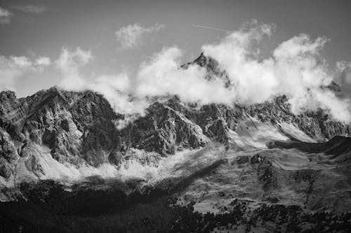 Cloudy Mountains In Austria in B&W