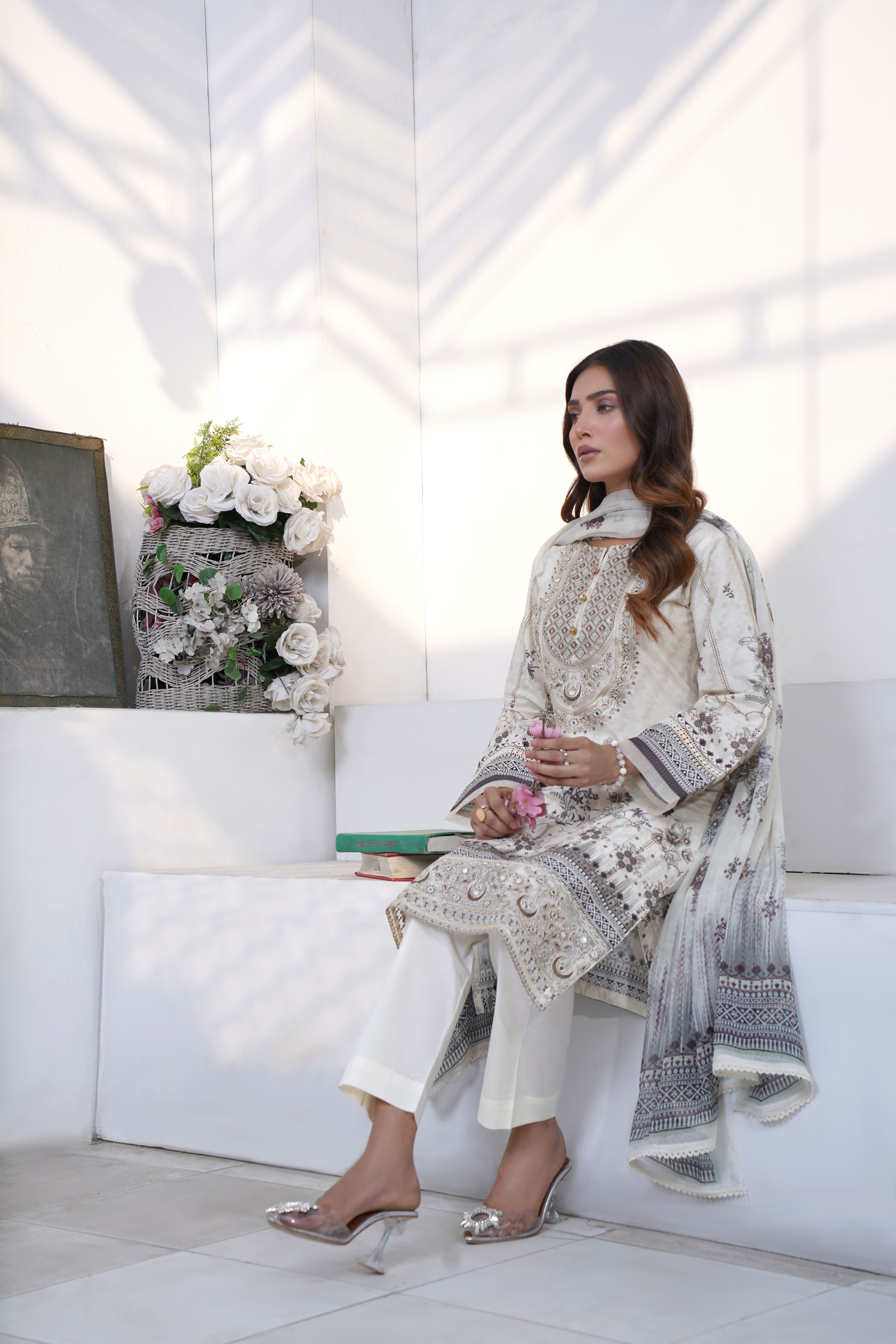 Traditional Pakistani Dress Seated