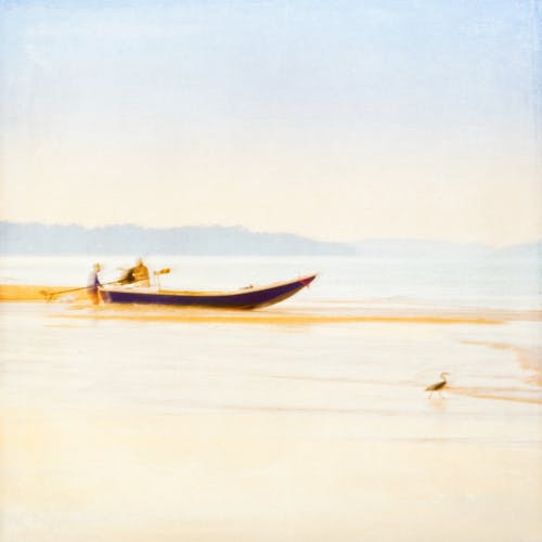 Ingyenes stockfotó absztrakt tengeri táj, akvarell ég, arany napkelte témában