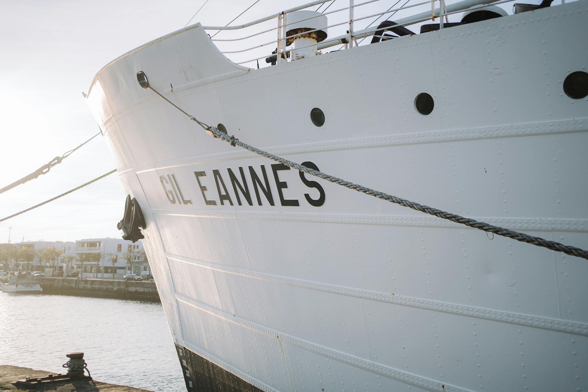 Port Side and Anchor of the Museum Ship Gil Eannes in Portugal