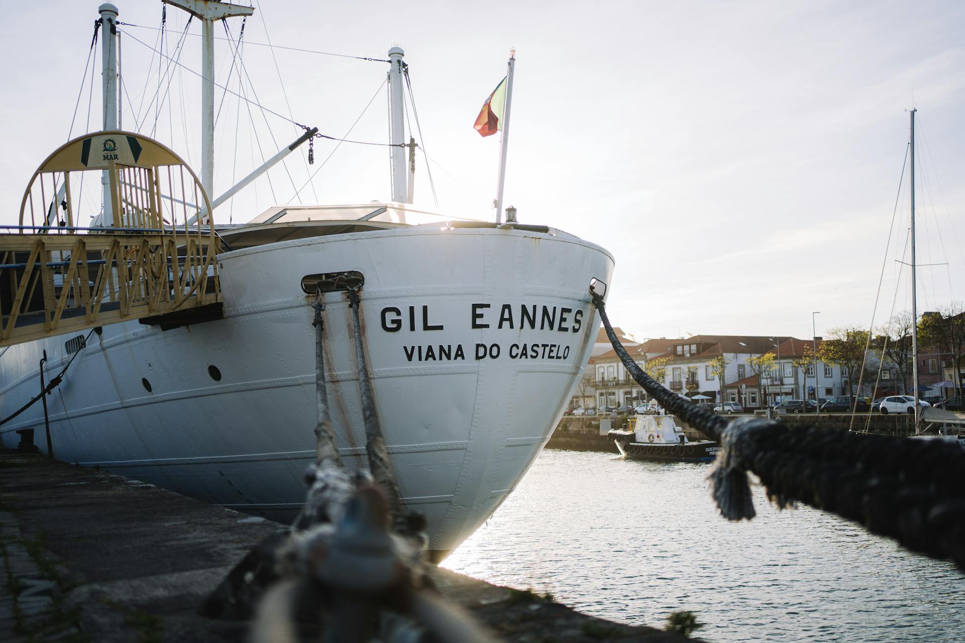 Stern of the Museum Ship Gil Eannes Permanently Moored in the Port of Viana do Castelo