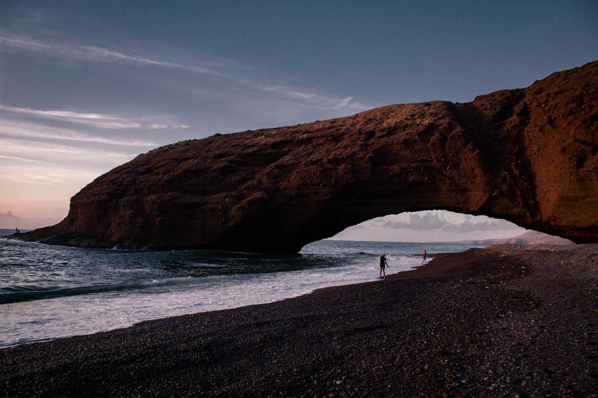 Natural Arch over Lagzira Beach in Morocco