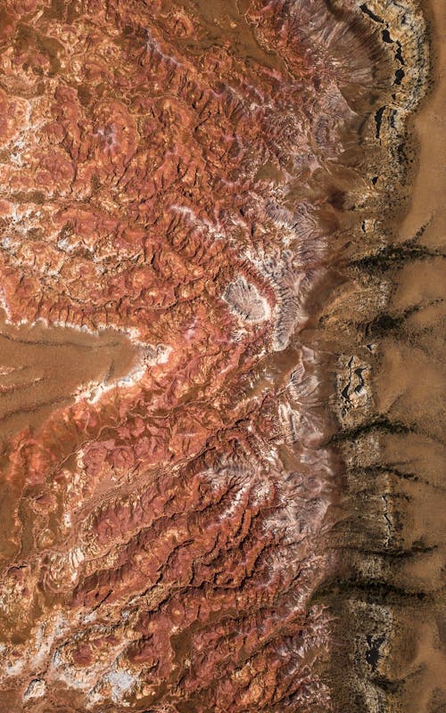 A satellite image of the red desert