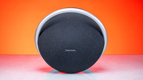 Loudspeaker on Orange Background