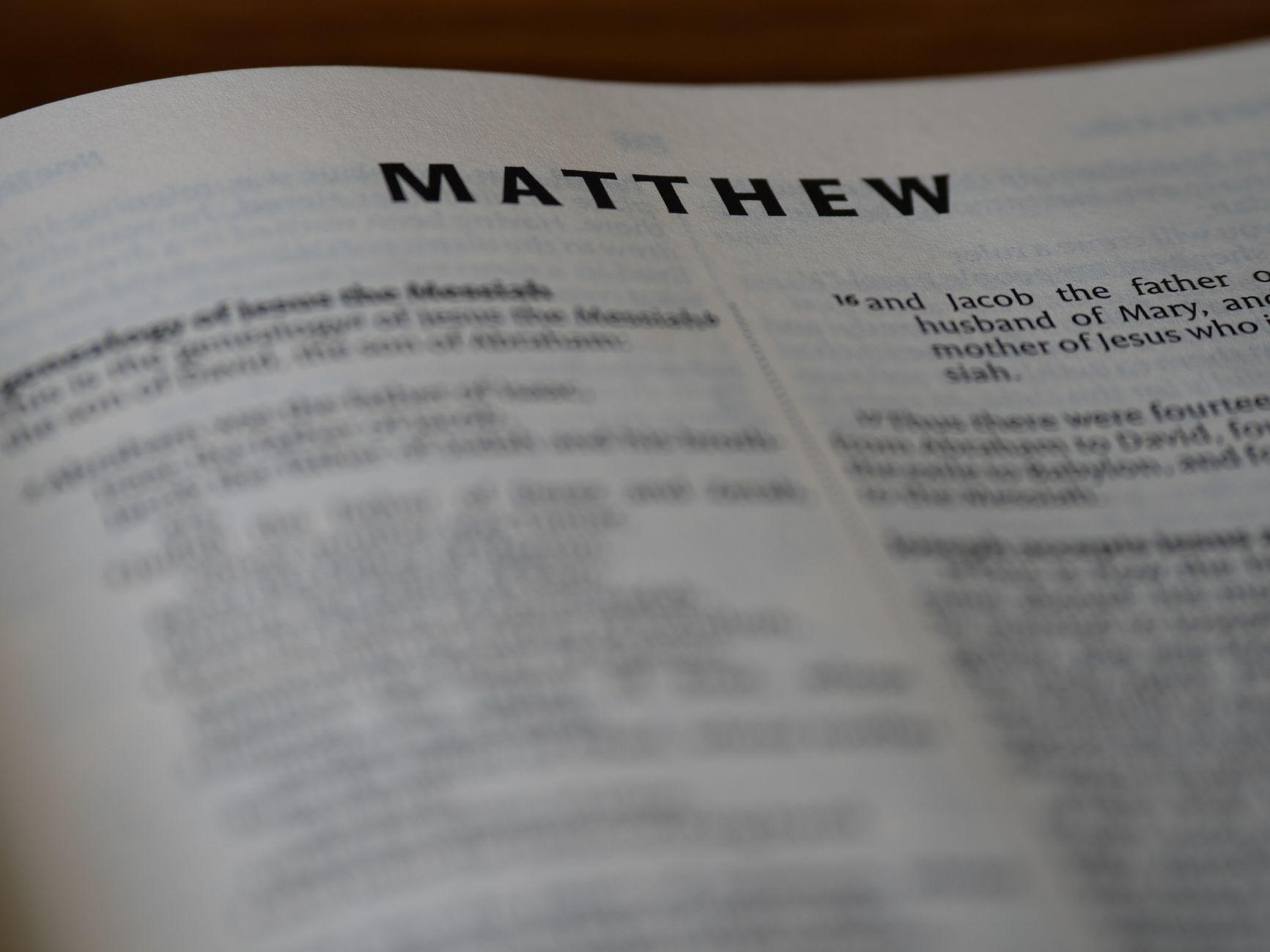 Bible chapter study of Matthew in an open Bible