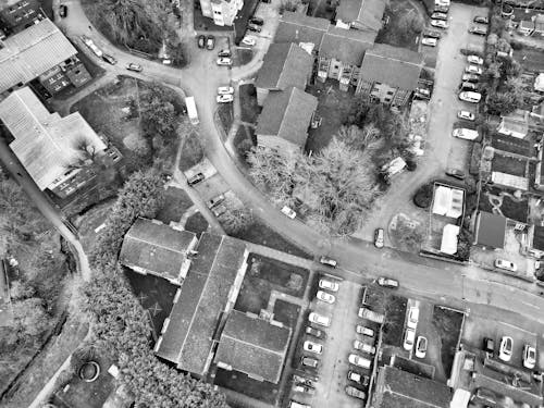 View of Estate From Above in Black and White 