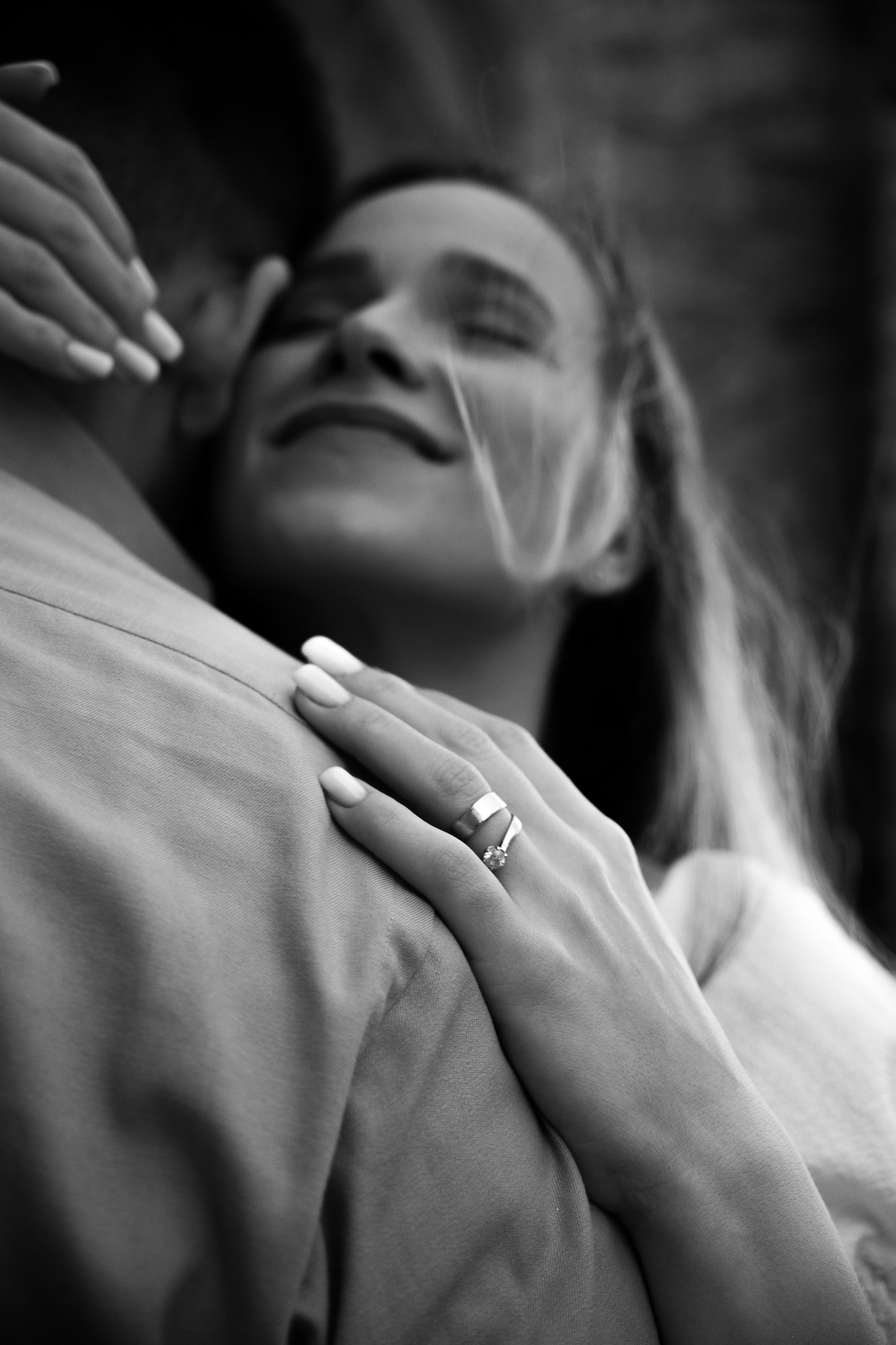 Woman Hugging Man in Black and White · Free Stock Photo