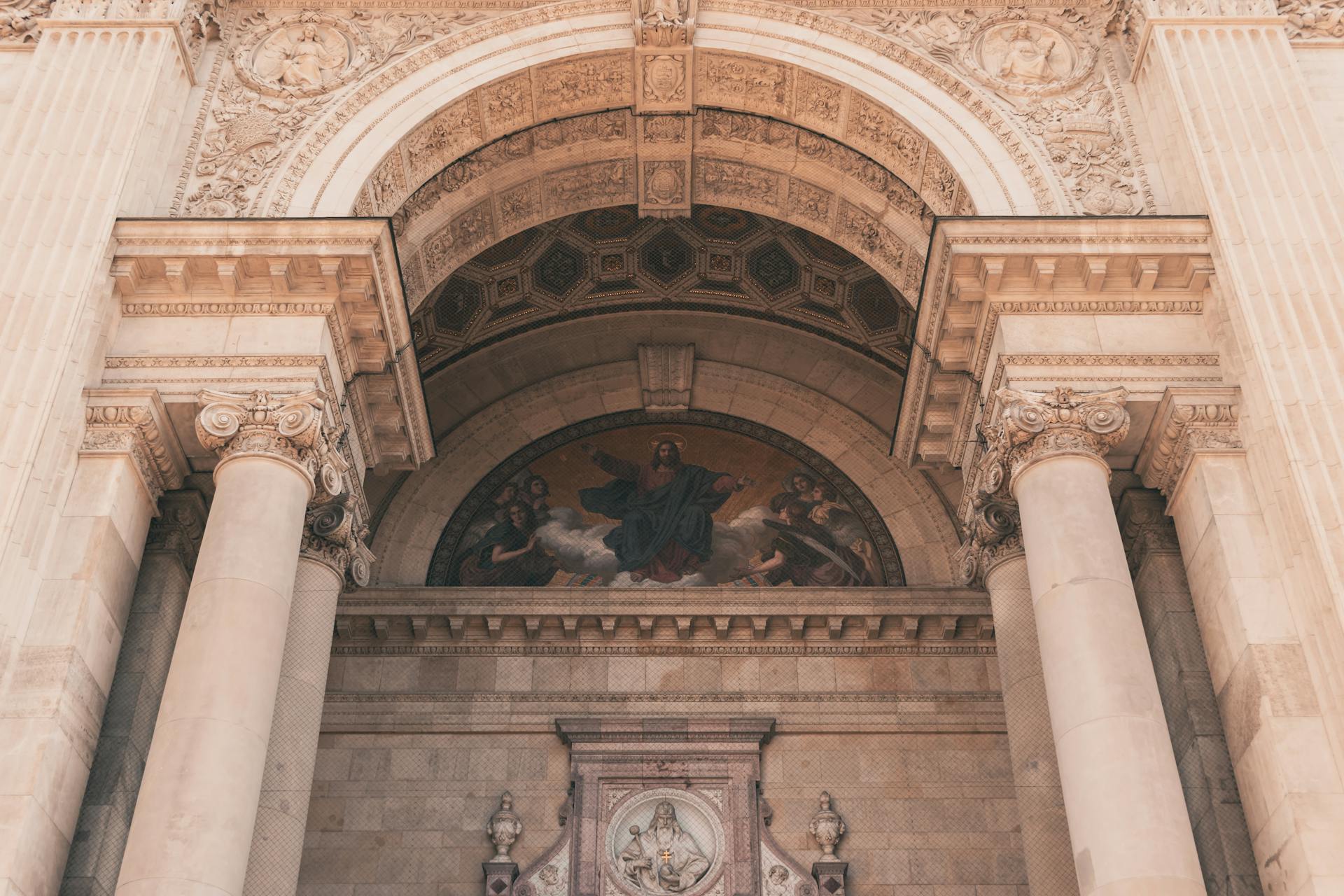 Painting on Wall of St Stephens Basilica in Budapest