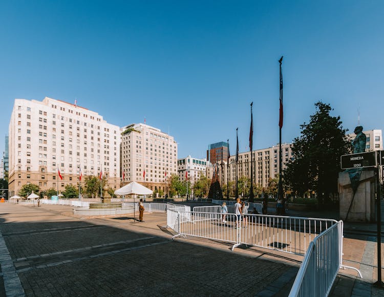 Constitution Place In Front Of La Moneda Palace In Santiago, Chile.