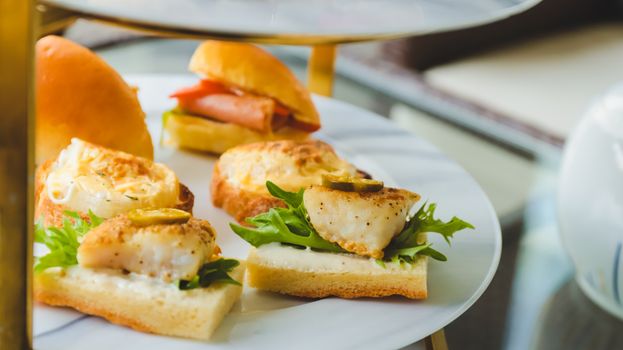 Bread with Vegetables on Plate
