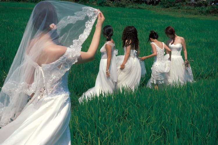 Group Of Brides In Field