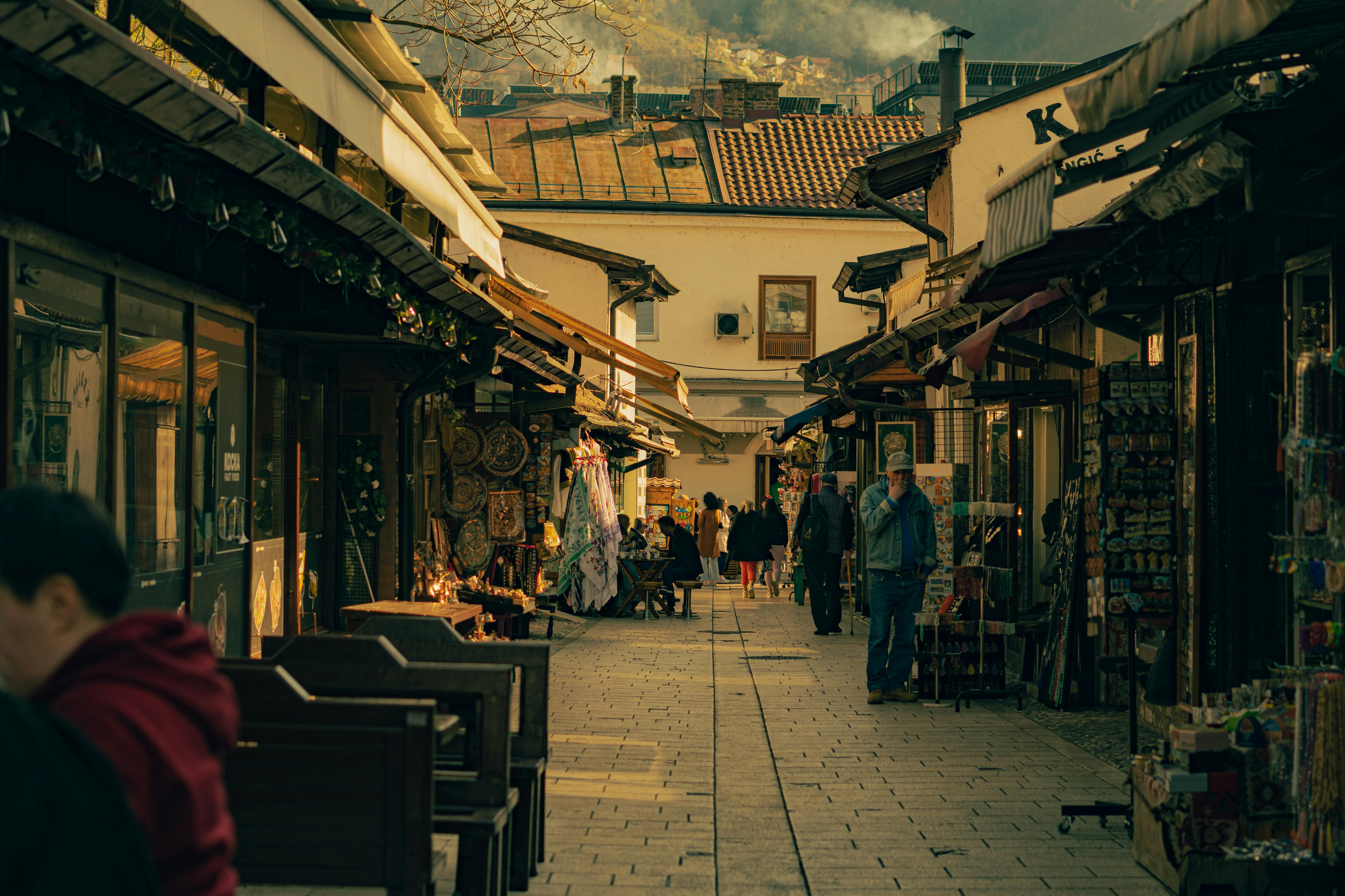 Sarajevo scenery with historic bridge and mountains